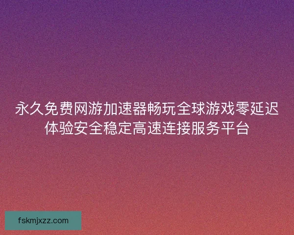 永久免费网游加速器畅玩全球游戏零延迟体验安全稳定高速连接服务平台